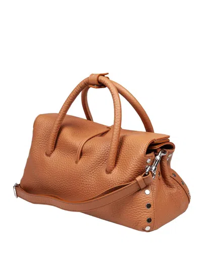 Zanellato Dotta Centauro S Hammered Leather Bag In Amaretto Brown In Brown