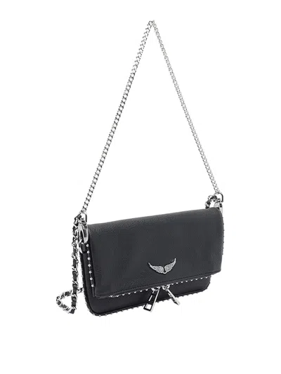 Zadig & Voltaire Rock Nano Studded Leather Shoulder Bag In Black