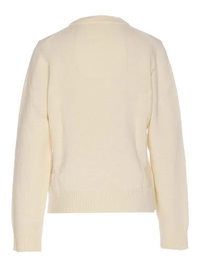 Ganni Womens Egret Puppy Round-neck Wool-blend Jumper Xs In White