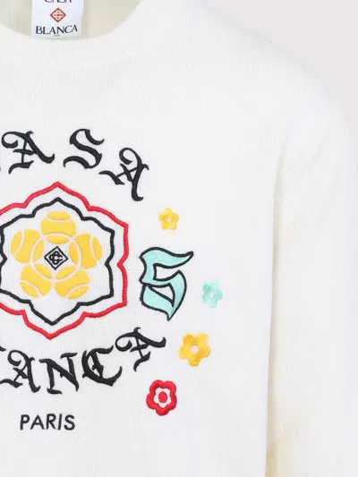 Casablanca Crewneck Sweater With Floral Embroidery In Multi