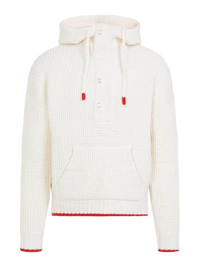 Casablanca Waffle Texture Hoodie With Tonal Hood In Neutral