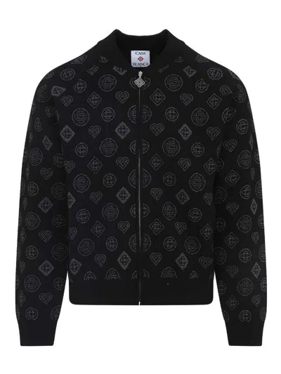 Casablanca Bomber Jacket With Ribbed Details In Black