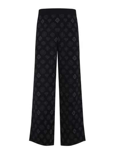 Casablanca Black Jacquard Trousers With Grey Logo Pattern In Black
