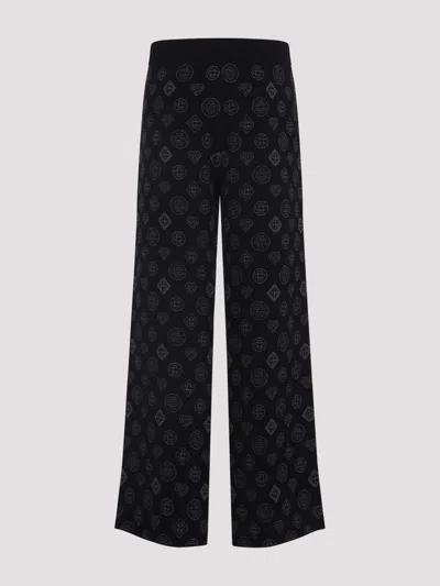 Casablanca Black Jacquard Trousers With Grey Logo Pattern In Black