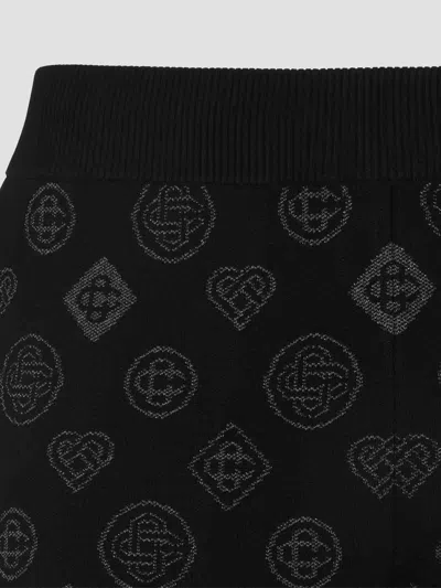 Casablanca Black Jacquard Trousers With Grey Logo Pattern In Black
