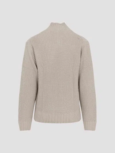 Carhartt Half-zip Knitted Pullover With Ribbed Texture In Neutral