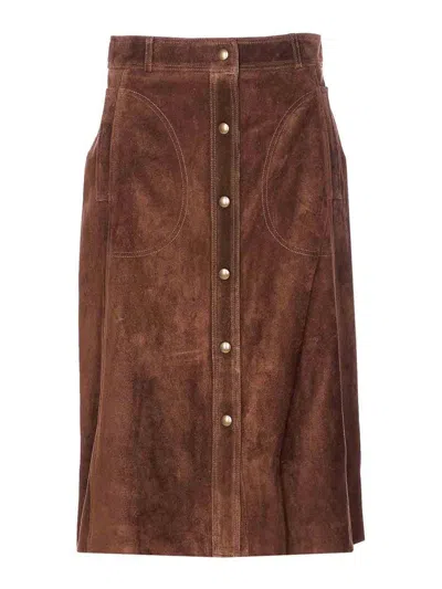 Arma Button-front Midi Skirt In Brown