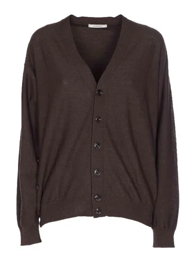 Lemaire Buttoned Cardigan Long Sleeves In Brown