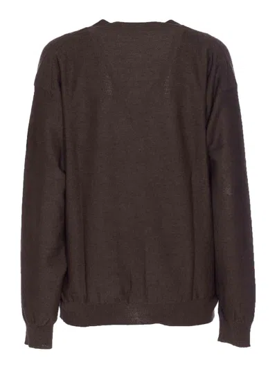 Lemaire Buttoned Cardigan Long Sleeves In Brown