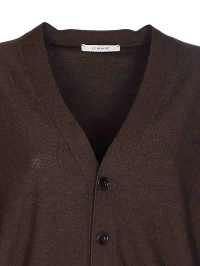 Lemaire Buttoned Cardigan Long Sleeves In Brown
