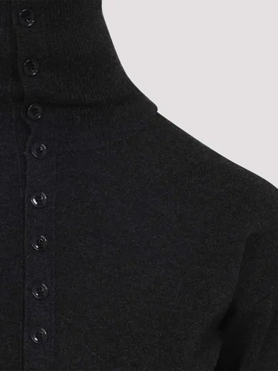 Lemaire High Neck Long Sleeve Button Cardigan In Black