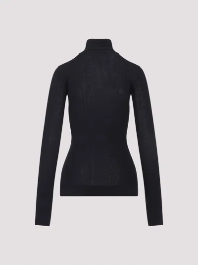 Lemaire Grey Solid Turtle Neck Top In Black