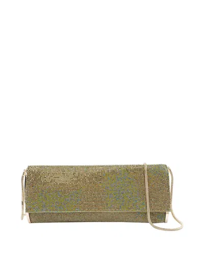 Benedetta Bruzziches Chain Strap Rectangular Shoulder Bag With Rhinestone Embellishment In Green