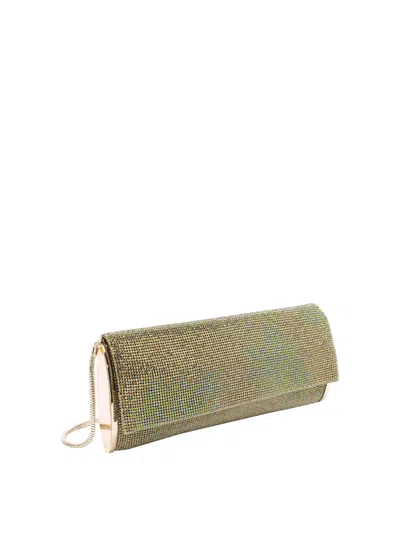 Benedetta Bruzziches Chain Strap Rectangular Shoulder Bag With Rhinestone Embellishment In Green