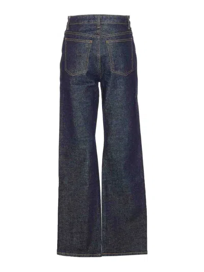 Khaite Delmonico Patch Pocket Wide-leg Jeans In Blue