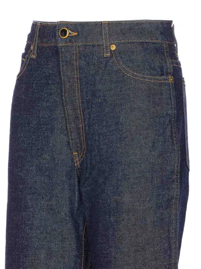 Khaite Delmonico Patch Pocket Wide-leg Jeans In Blue