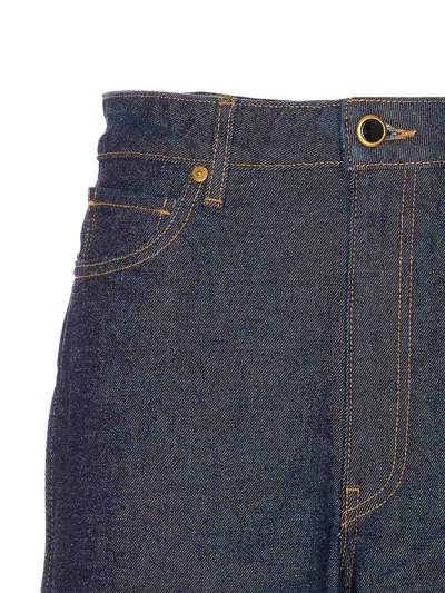 Khaite Delmonico Patch Pocket Wide-leg Jeans In Blue
