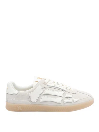 Amiri Skel Top Grey Low Top Sneakers With Logo Patch On The Tongue And Logo Lettering On The Heel In Leath In White