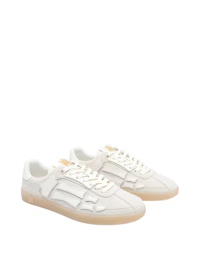 Amiri Skel Top Grey Low Top Sneakers With Logo Patch On The Tongue And Logo Lettering On The Heel In Leath In White