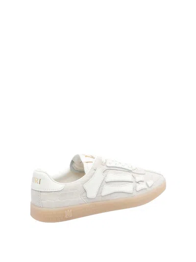 Amiri Skel Top Grey Low Top Sneakers With Logo Patch On The Tongue And Logo Lettering On The Heel In Leath In White