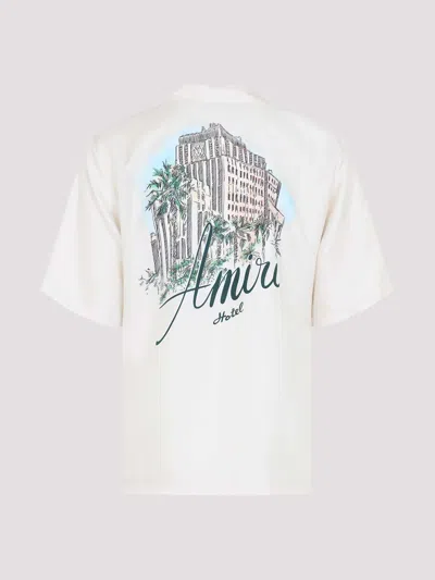 Amiri Short-sleeve Silk Camp Collar Shirt In White