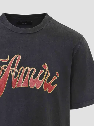 Amiri Black Crewneck Logo T-shirt In Black
