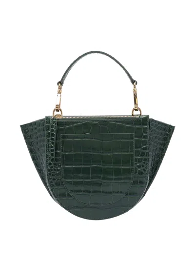 Wandler Womens Olive Croco Hortensia Mini Crocodile-effect Leather Shoulder Bag In Green