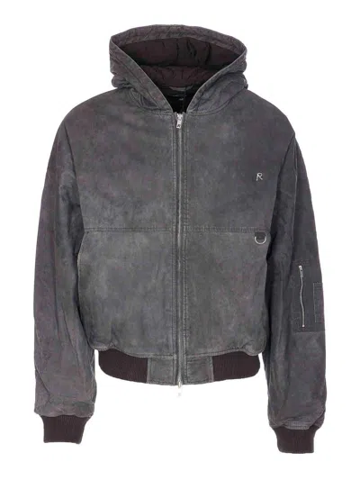 Represent Mens Washed Black Hooded Padded Stretch-cotton Jacket Xs In Gray