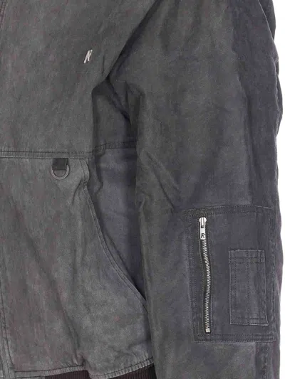 Represent Mens Washed Black Hooded Padded Stretch-cotton Jacket Xs In Gray