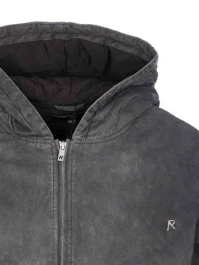 Represent Mens Washed Black Hooded Padded Stretch-cotton Jacket Xs In Gray