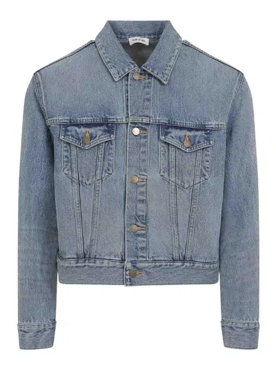 Fear Of God Light Blue Denim Jacket With Button-up Front And Vintage Finish In Blue