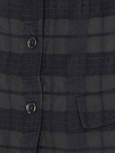 Uma Wang Long Blazer With Notched Lapels And Pockets In Black