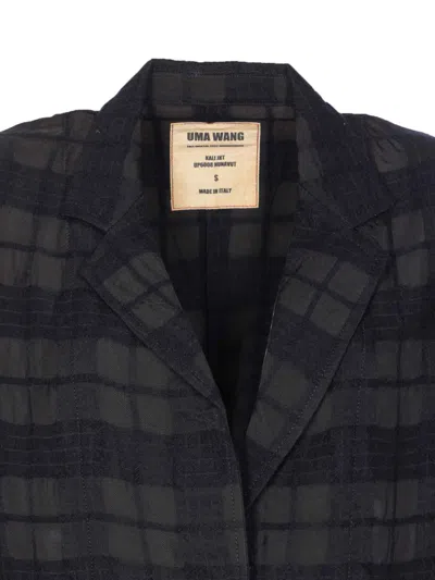Uma Wang Long Blazer With Notched Lapels And Pockets In Black