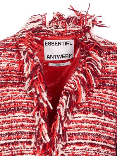 Essentiel Antwerp Multicolor Iskra Jacket Fringe Detail In Red