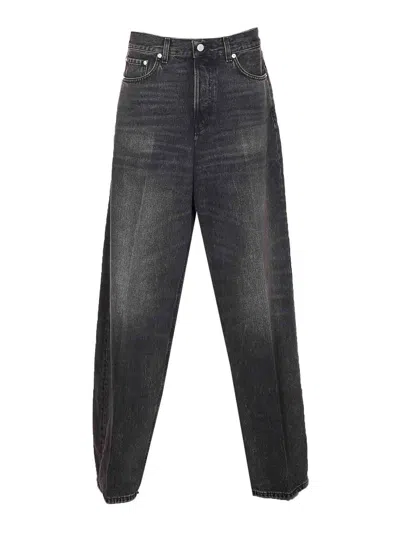 Haikure 'korea' Grey Jeans With Faded Effect And Logo Patch On The Back In Cotton Woman In Black