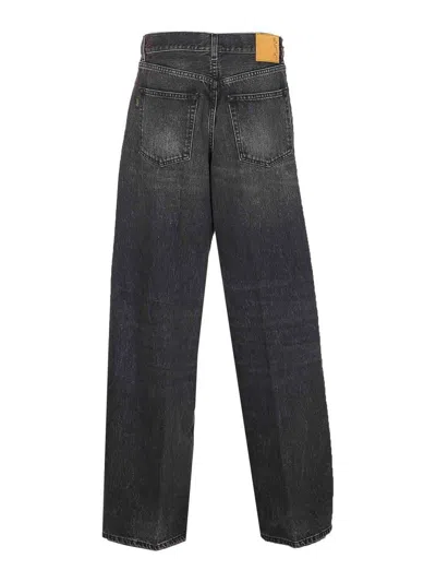 Haikure 'korea' Grey Jeans With Faded Effect And Logo Patch On The Back In Cotton Woman In Black