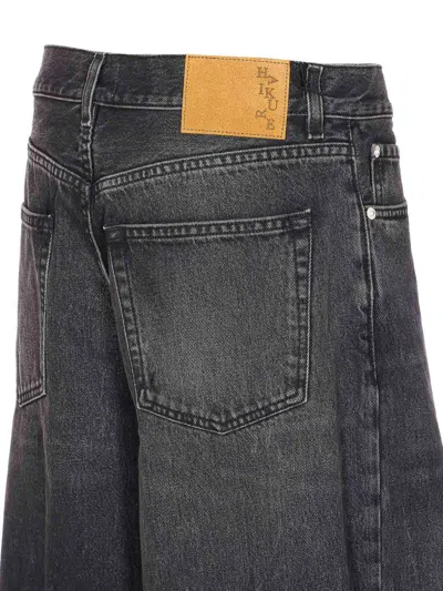 Haikure 'korea' Grey Jeans With Faded Effect And Logo Patch On The Back In Cotton Woman In Black