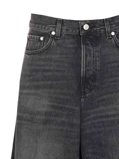 Haikure 'korea' Grey Jeans With Faded Effect And Logo Patch On The Back In Cotton Woman In Black