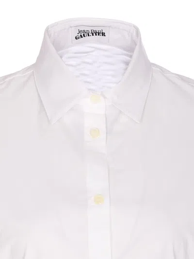 Jean Paul Gaultier Collared Long Sleeve Shirt With Unique Hem In White