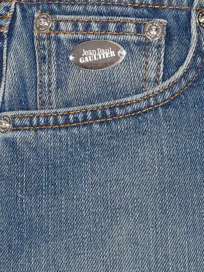 Jean Paul Gaultier Denim Miniskirt With Double Vertical Silver Zippers In Blue