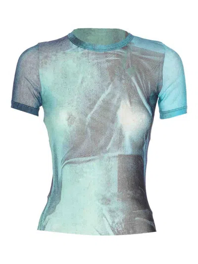 Jean Paul Gaultier "water" Mesh T-shirt In Blue
