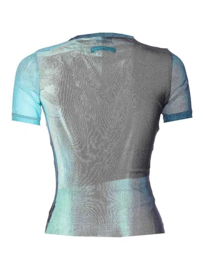 Jean Paul Gaultier "water" Mesh T-shirt In Blue