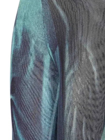 Jean Paul Gaultier Printed Flared-leg Mesh Trousers In Blue