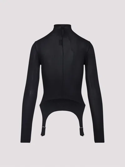 Jean Paul Gaultier Long Sleeve Top Garter Detail In Blue