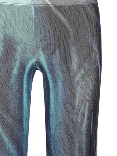 Jean Paul Gaultier Printed Flared-leg Mesh Trousers In Blue