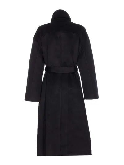 The Dynamis Studio Belted Button-fastening Coat In Black