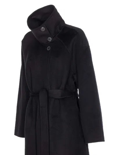 The Dynamis Studio Belted Button-fastening Coat In Black