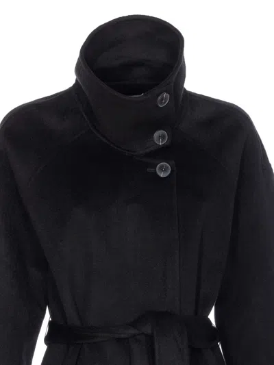 The Dynamis Studio Belted Button-fastening Coat In Black