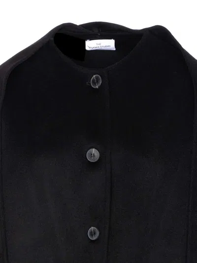 The Dynamis Studio Black Antwerp Coat Frontal Buttons Closure In Black