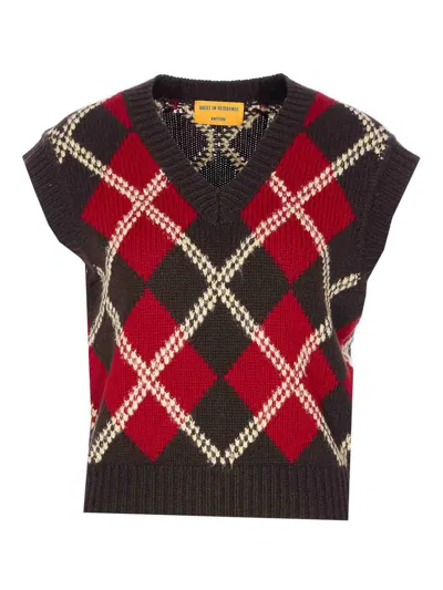 Guest In Residence Argyle Checked Wool And Cashmere-blend Vest In Red